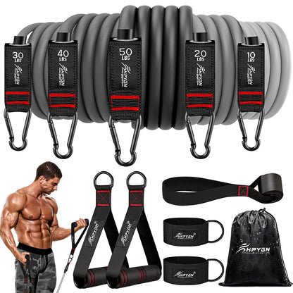 Resistance Band Exercise Bands with Handles Workout Bands Fitness Bands with Door Anchor and Ankle Straps for Heavy Resistance Training Physical Therapy Shape Body Yoga Home Workouts Set